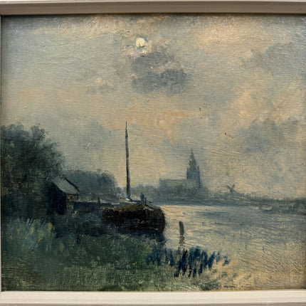 Classic Scenery Oil Painting "River Pier" Expressive Small Art Holland Art Shop