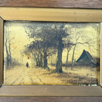 Original Landscape Oil Painting "Wooden Frame" Expressive Small Artwork Holland Art Shop