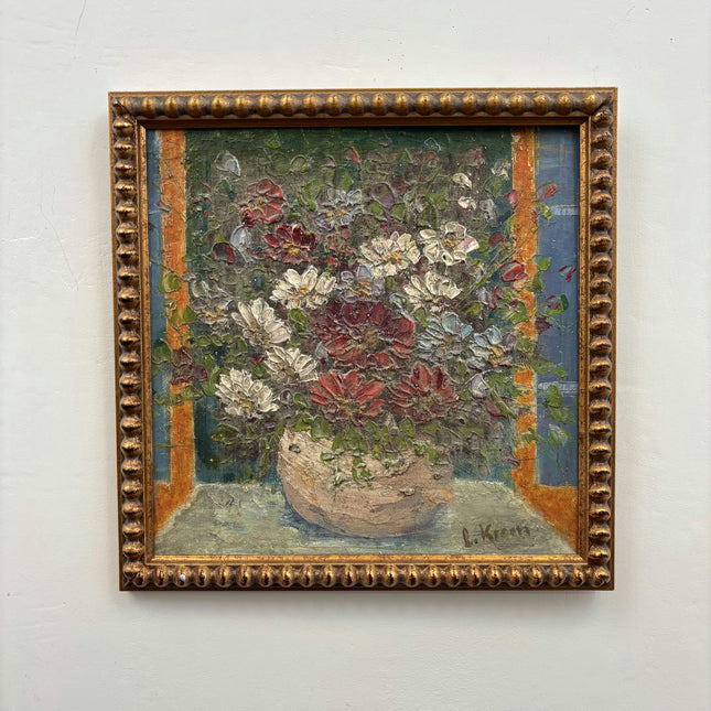 Vintage Floral Still Life Oil Painting "Flower Pot" Expressive Small Art Holland Art Shop