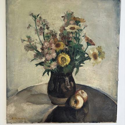 Original Floral Still Life Oil Painting "Flower Vase" Vintage Art Holland Art Shop