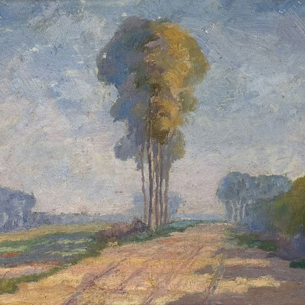1922 Antique Interior Oil Painting "Tall Trees" Small Art Holland Art Shop