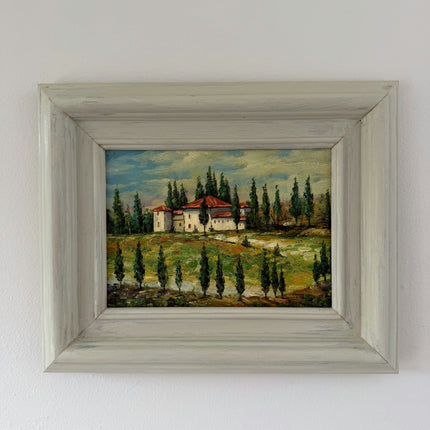 Rustic Landscape Oil Painting "Country Villa" Authentic Small Artwork Holland Art Shop