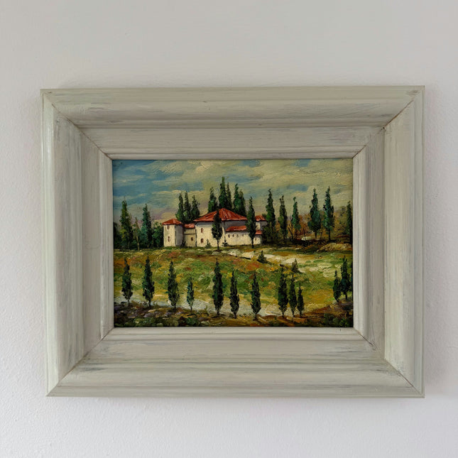 Rustic Landscape Oil Painting "Country Villa" Authentic Small Artwork Holland Art Shop