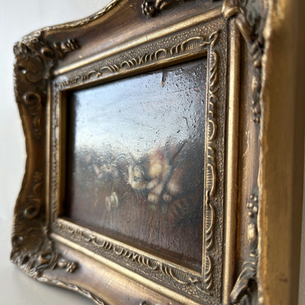 19th Century Oil Painting Animals "Playful Kittens" Small Artwork Holland Art Shop
