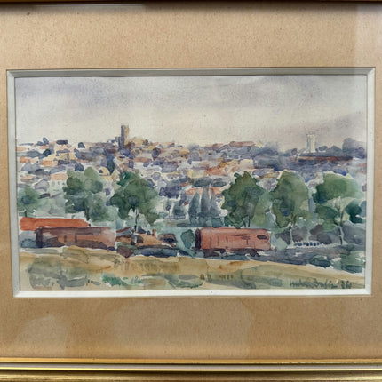 Elegant Landscape Aquarel "Row Houses" Expressive Small Artwork Holland Art Shop