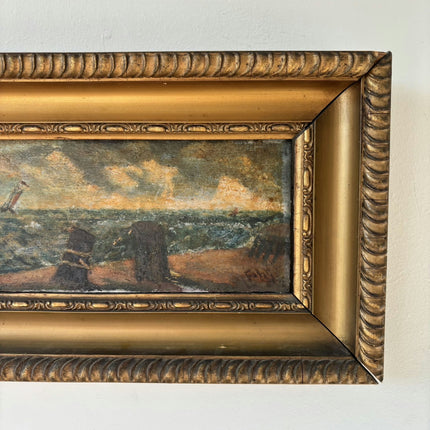 Antique Seascape Oil Painting "Stormy Sea" Original Small Art Holland Art Shop