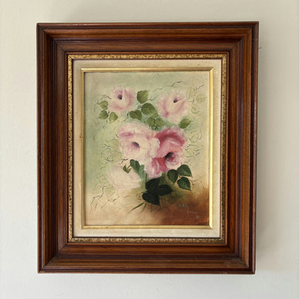 Refined Floral Still Life Oil Painting "Pink Roses" Original Small Artwork Holland Art Shop