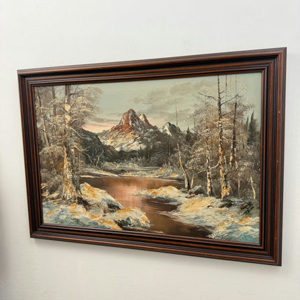 Detailed Landscape Oil Painting "Snowy Mountain" Expressive Large Art Holland Art Shop