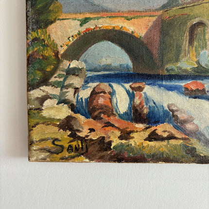 Traditional Landscape Oil Painting "Stone Bridge" Expressive Small Art Holland Art Shop