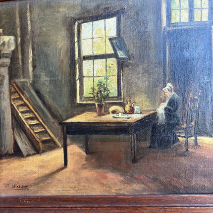 Vintage Interior Oil Painting "Seated Woman" Handcrafted Artwork Holland Art Shop