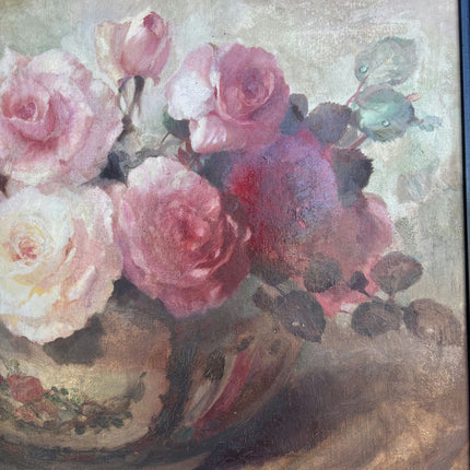 Elegant Floral Still Life Oil Painting "Pink Roses" Expressive Art Holland Art Shop