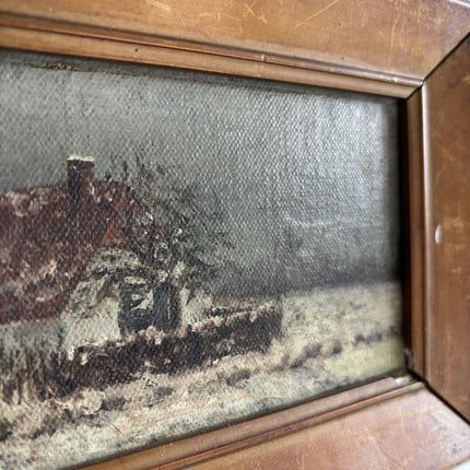 Elegant Winter Landscape Oil Painting "Gilded Frame" Traditional Small Art Holland Art Shop