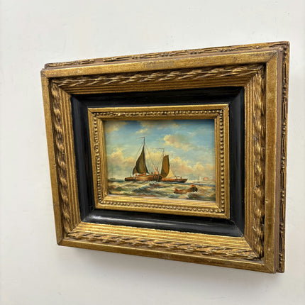Refined Seascape Oil Painting "Sailing Boat" Detailed Small Art Holland Art Shop