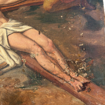19th Century Antique Religious  Oil Painting "Crucified Man" Artwork Holland Art Shop