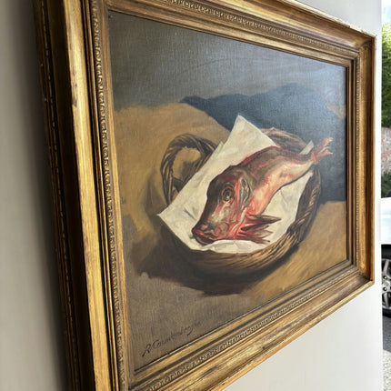 Detailed Still Life Oil Painting "Red Fish" Timeless Belgique Artwork Holland Art Shop