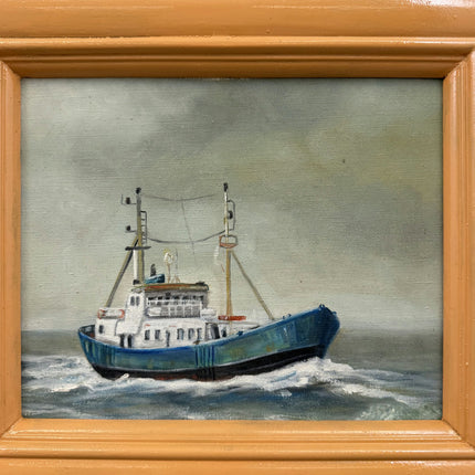 Original Seascape Oil Painting "Fishing Boat" Detailed Artwork Holland Art Shop