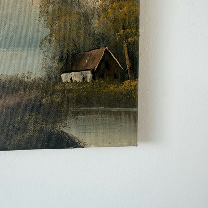 Refined Oil Painting Landscape "Rustic Cabin" Handcrafted Small Art Holland Art Shop