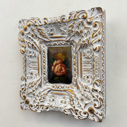 Timeless Floral Still Life Oil Painting "Ornate Frame" Expressive Small Artwork Holland Art Shop
