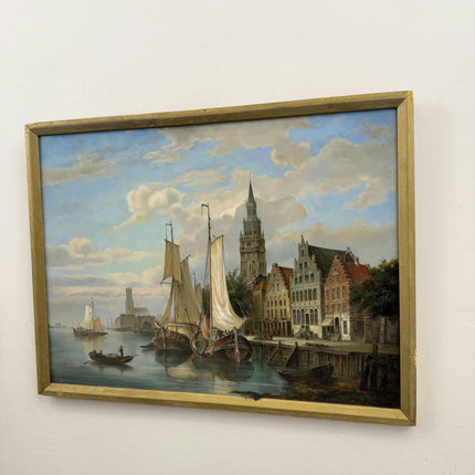 Elegant Scenery Oil Painting "Sailing Ships" Rustic Art Holland Art Shop