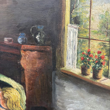 Original Interior Oil Painting "Seated Woman" Handcrafted Large Artwork Holland Art Shop