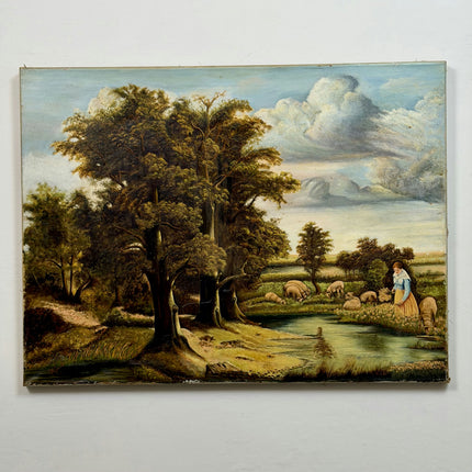 Authentic Landscape Oil Painting "Grazing Sheep" Expressive Large Art Holland Art Shop