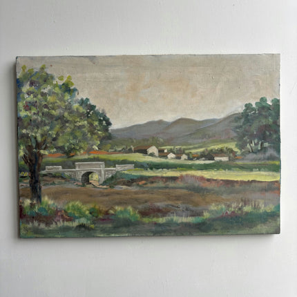 Expressive Landscape Oil Painting "Stone Bridge" Handcrafted Art Holland Art Shop