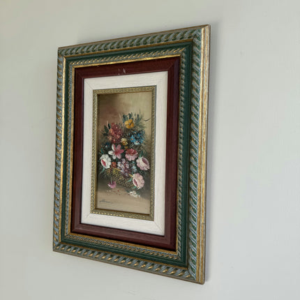 Detailed Floral Still Life Oil Painting "Flower Basket" Elegant Small Art Holland Art Shop