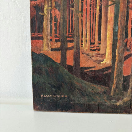 Vintage Landscape Oil Painting "Tall Trees" Handcrafted Small Art Holland Art Shop