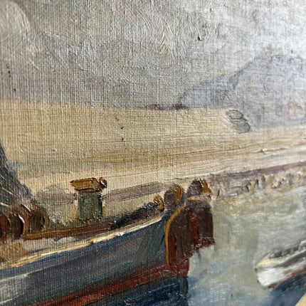 Traditional Harbor Scene Oil Painting "Fishing Boat" Refined Artwork Holland Art Shop
