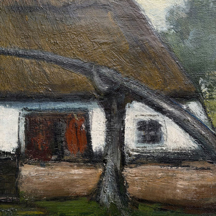 Handcrafted Farm Oil Painting "Thatched House" Rustic Artwork Holland Art Shop