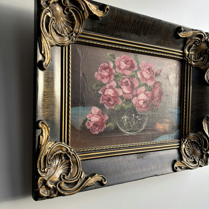Handcrafted Floral Still Life Oil Painting "Pink Roses" Refined Artwork Holland Art Shop