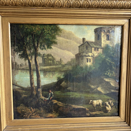 19th Century Antique Figurative Oil Painting "Gilded Frame" Artwork Holland Art Shop