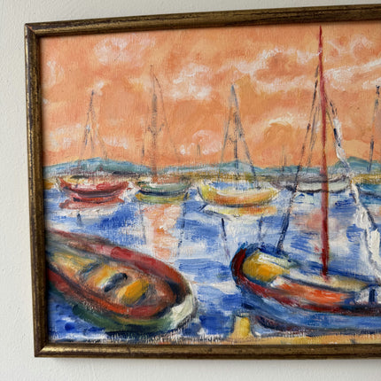 Refined Harbor Scene Oil Painting "Colorful Boats" Traditional Art Holland Art Shop