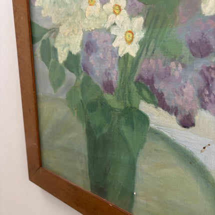 Handcrafted Flowery Still Life Oil Painting "Vase Flowers" Vintage Artwork Holland Art Shop