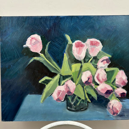 Classic Floral Still Life Oil Painting "Pink Tulips" Handcrafted Art Holland Art Shop