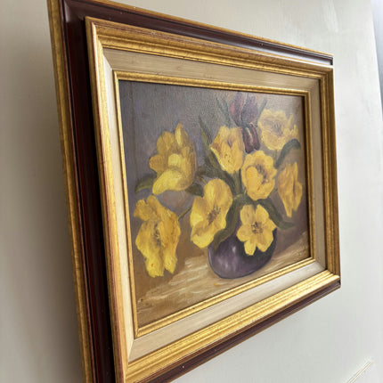 Handcrafted Floral Still Life Oil Painting "Yellow Bouquet" Vintage Art Holland Art Shop