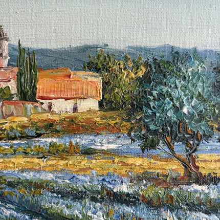 Classic Landscape Oil Painting "Lavender Field" Elegant Small Artwork Holland Art Shop