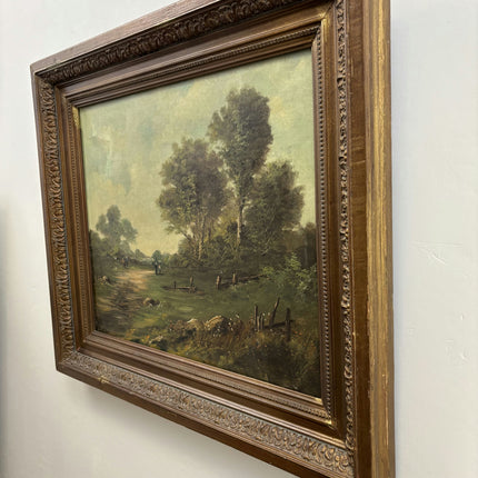 19th Century Antique Landscape Oil Painting "Tall Trees" Large Artwork Holland Art Shop