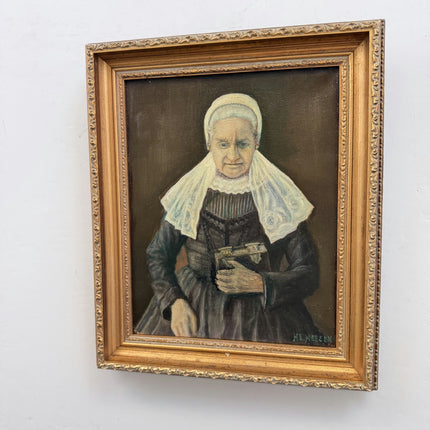 Original Portrait Oil Painting "Painted Surface" Authentic Small Artwork Holland Art Shop