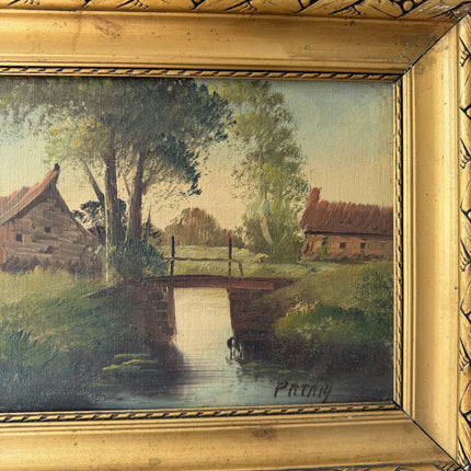 Expressive Landscape Oil Painting "Thatched Cottage" Handcrafted Small Art Holland Art Shop