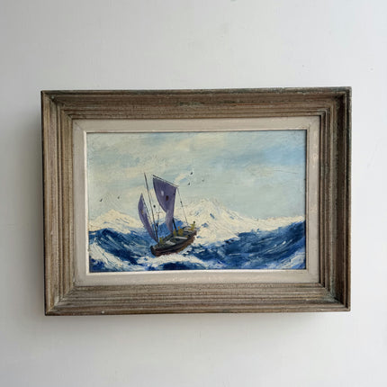 Authentic Seascape Oil Painting "Sailing Boat" Handcrafted Artwork Holland Art Shop