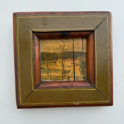 Traditional Landscape Oil Painting "Painted Frame" Authentic Small Artwork Holland Art Shop