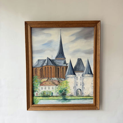 Authentic Landscape Oil Painting "Old Castle" Expressive Artwork Holland Art Shop