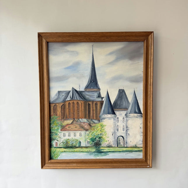 Authentic Landscape Oil Painting "Old Castle" Expressive Artwork Holland Art Shop