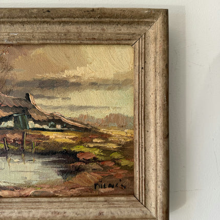 Intriguing Oil Painting Landscape "Cottage Reflection" Classic Small Artwork Holland Art Shop