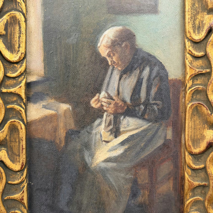 Rustic Portrait Oil Painting "Seated Woman" Vintage Small Artwork Holland Art Shop