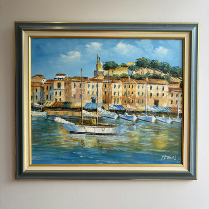 Timeless Harbor Scene Oil Painting "Sailboat Bow" Refined Large Art Holland Art Shop