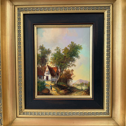 Detailed Landscape Oil Painting "Cottage Path" Traditional Small Artwork Holland Art Shop