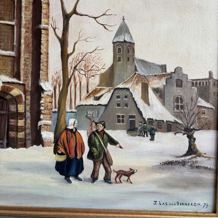 Handcrafted Winter Landscape Oil Painting "Snowy Church" Detailed Dutch Artwork Holland Art Shop