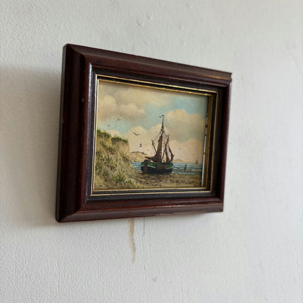 Classic Seascape Oil Painting "Framed Painting" Vintage miniature Artwork Holland Art Shop